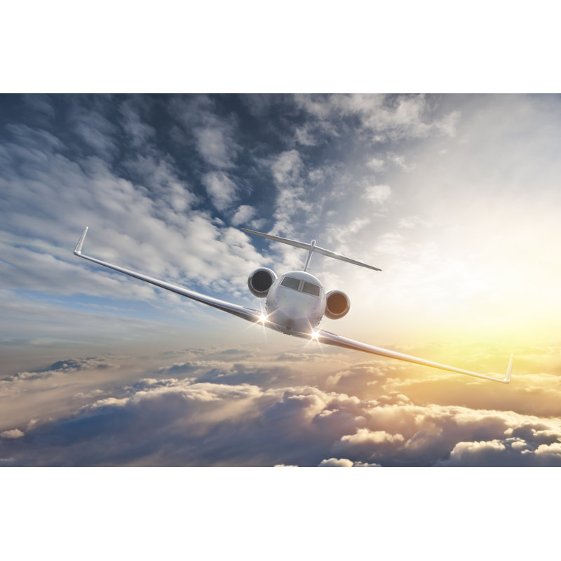 Private Jet Flying Over The Clouds - Wrapped Canvas Print, 30cm H x 46cm W