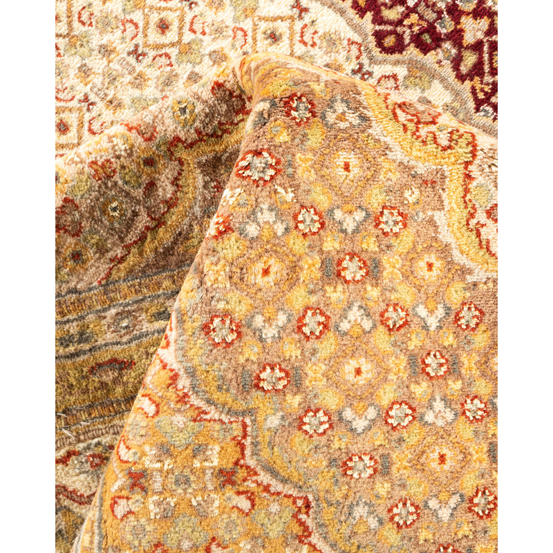 Tapis unique rouge / beige / ivoire noué à la main 8 pi 3 po x 10 pi 2 po Hayner