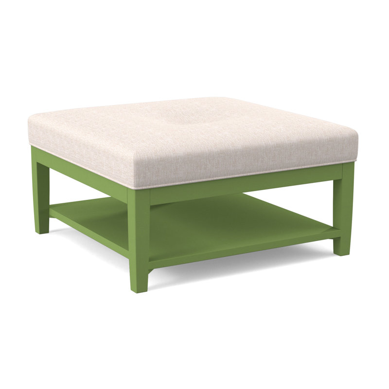 Hammond Square Ottoman, White Sugar Performance; 0863-91, Nickel Finish