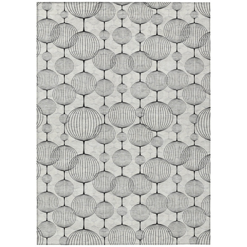 3' X 5' Graphite Gray And Silver Geometric Washable Indoor Outdoor Area Rug
