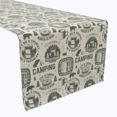 Table Runner, 100% Cotton, 16X108", Camping Adventure