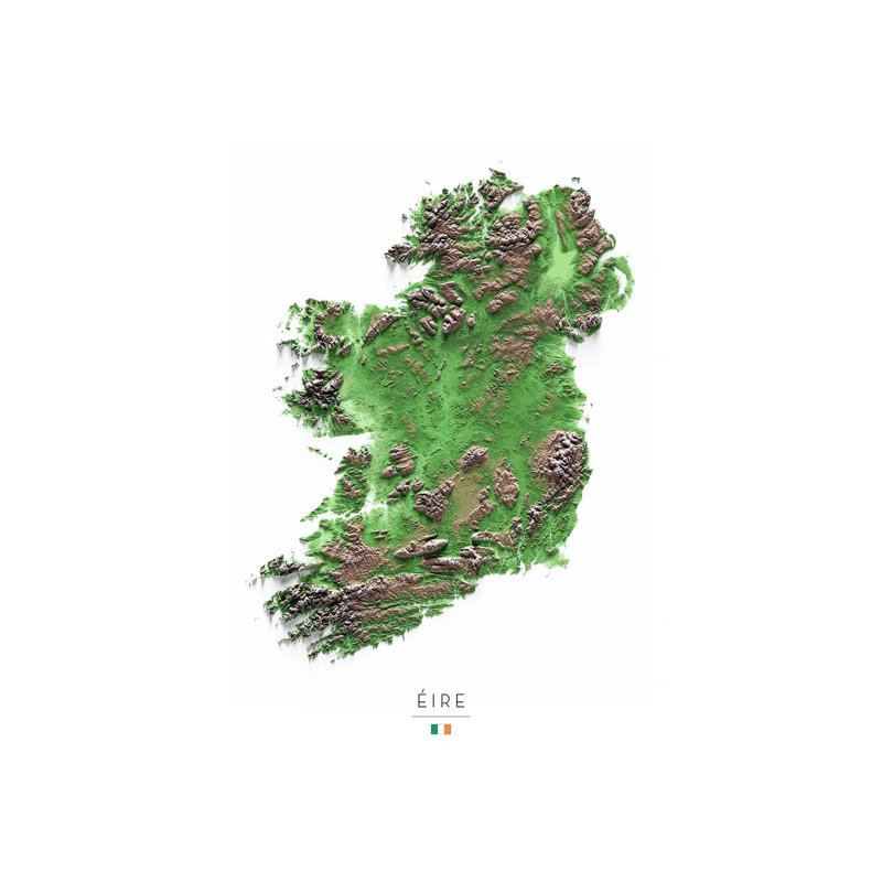 Irlande - reproduction d'art murale encadrée, Toile tendue, Ne s’applique pas, H 18 po x l 12 po