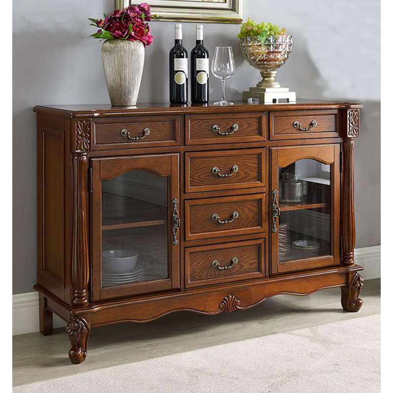 Buffet American, Marron clair, 33.9" H x 51.2" W x 15.3" D