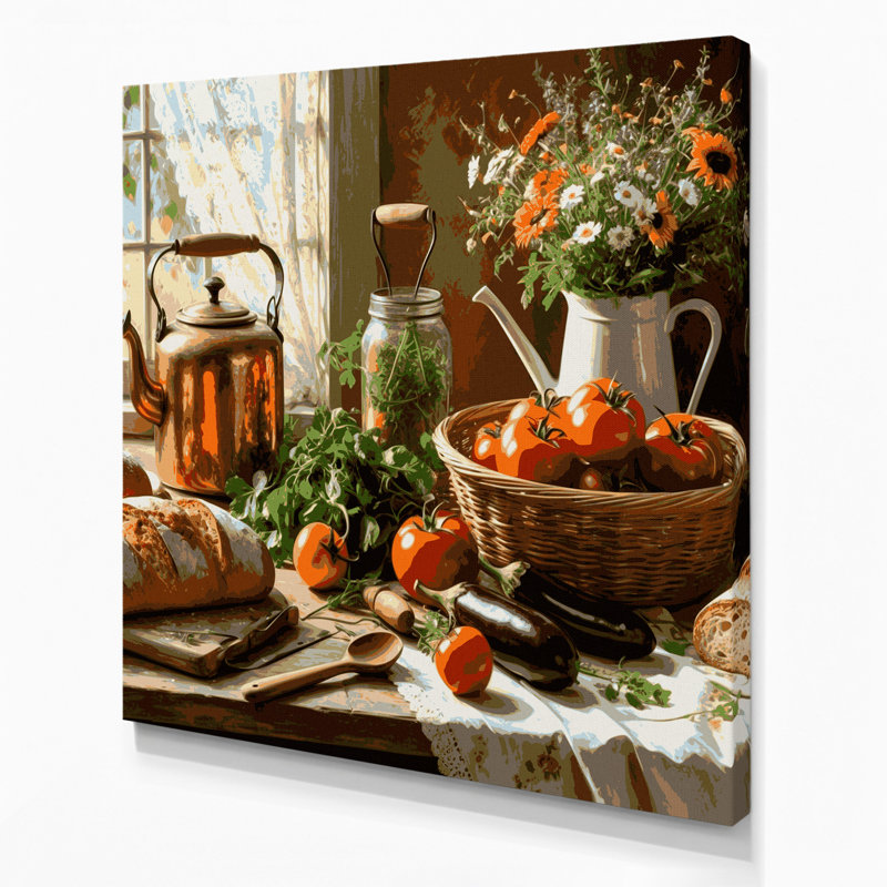 Art mural sur toile brun, "Thanksgiving", H 12 po x l 12 po