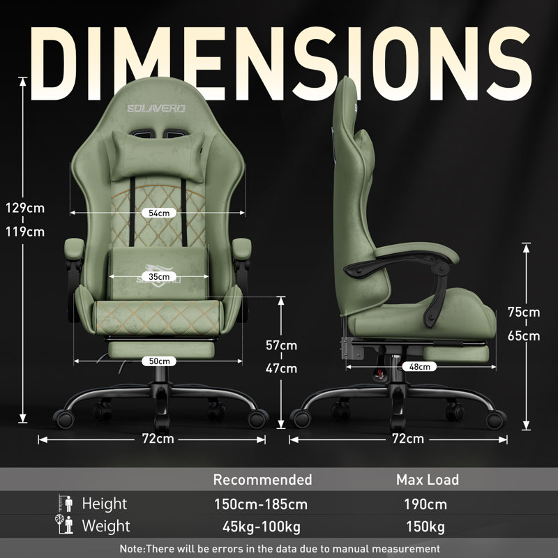 Metro Lane Adjustable Reclining Ergonomic Swiveling PC & Racing Game Chair with Footrest, Green
