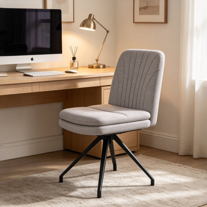 Chaise de bureau moderne Norrin sans roulettes ni accoudoirs convenant au bureau, Gris