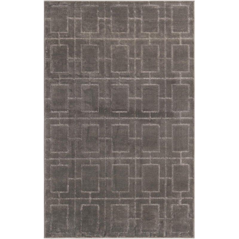 Tapis gris argenté à motif géométrique glam, Rectangle 5 pi 3 po x 8 pi