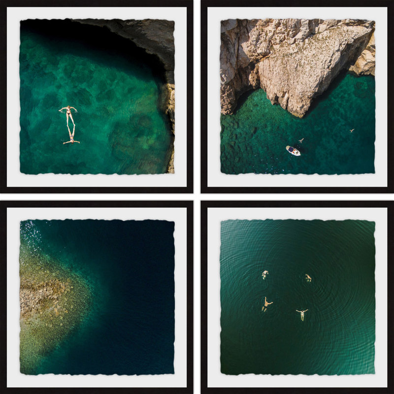 Quiet Coves II Quadritych - ensemble de 4 reproductions de photos encadrées, H 12 po x l 12 po x P 1,5 po