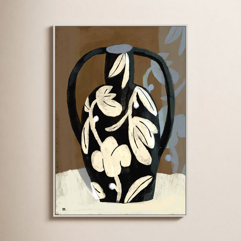 Vase noir Brenda par Marco Marella - impression d'un seul cadre, Toile avec cadre blanc, H 38 po x l 26,5 po x P 1,25 po