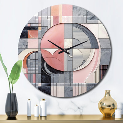 Horloge murale Pink Transcendent Angles III - Abstract Shapes