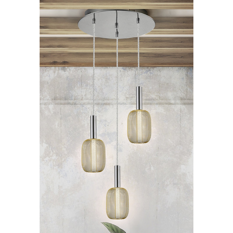 Mendota 3 - Light Chrome/Gold LED Pendant