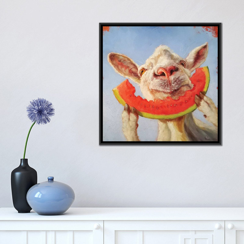 « summer treat », art sur toile, H 8 po x l 26 po x P 26 po, Toile encadrée noire, Pas de tapis