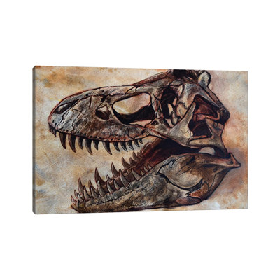 «Tyrannosaurus Rex Dinosaur Skull» par Harm Plat - peinture sur toile tendue