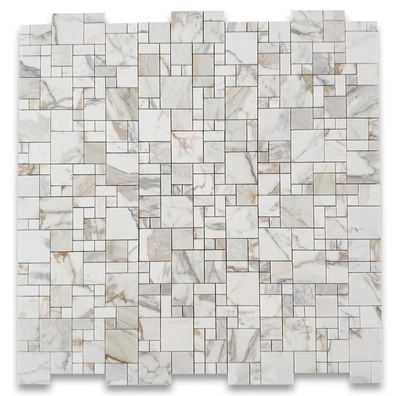 Calacatta 12" x 12" Marble Mosaic Tile, LIght Gray