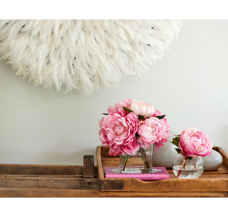 Peony Blossom in Glass Vase, White