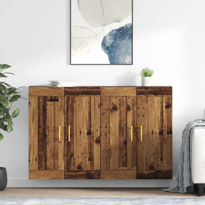  Wall-Mounted Cabinet 2 Pcs Black Oak 69.5 X 34 X 90 Cm