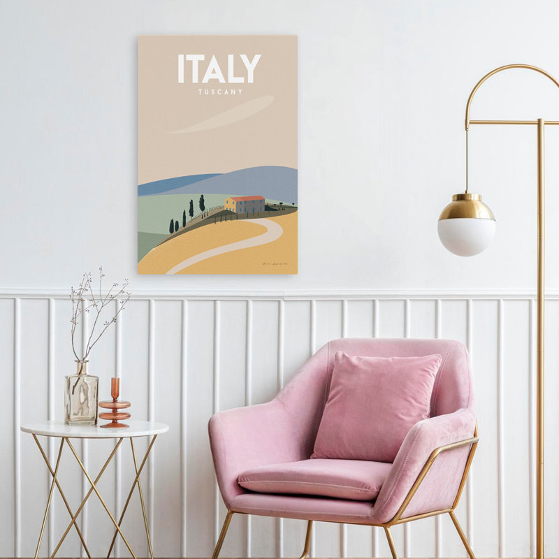Italie - aventure, construction bleue, art européen, H 24 po x l 16 po