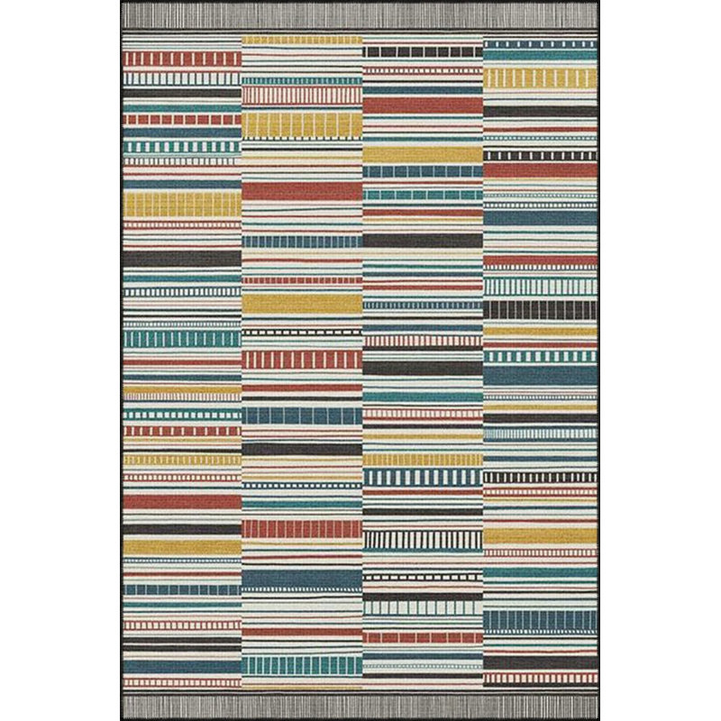 Tapis tissé à rayures, Rond 4 pi