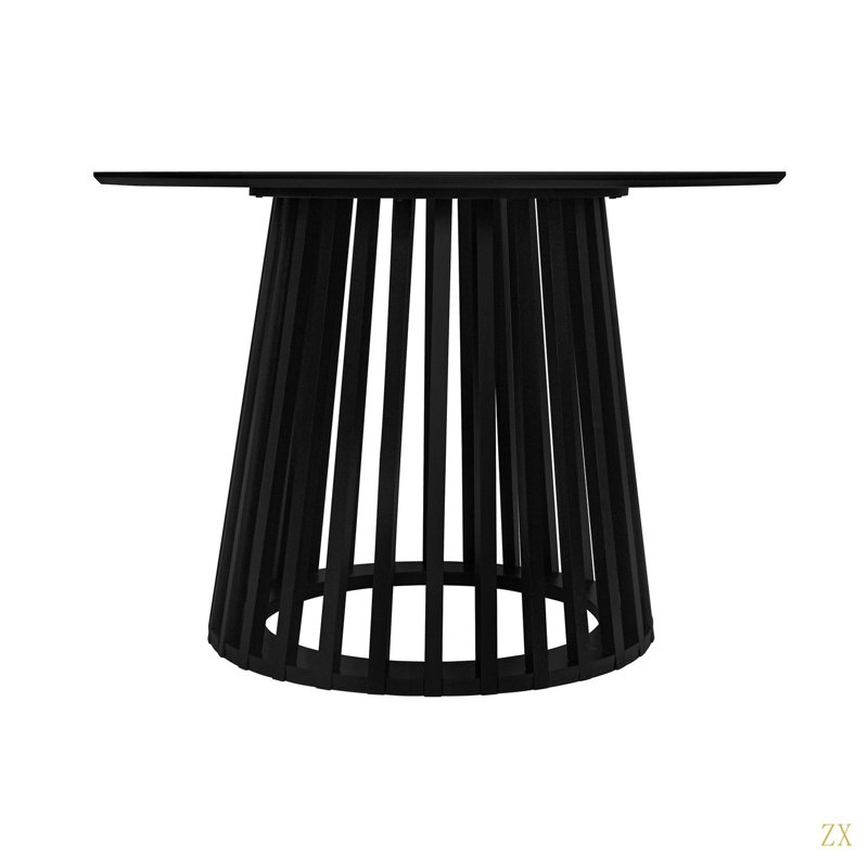 Table basse ronde, moulure en grille, convient à la chambre à coucher, au salon, au balcon, Noir