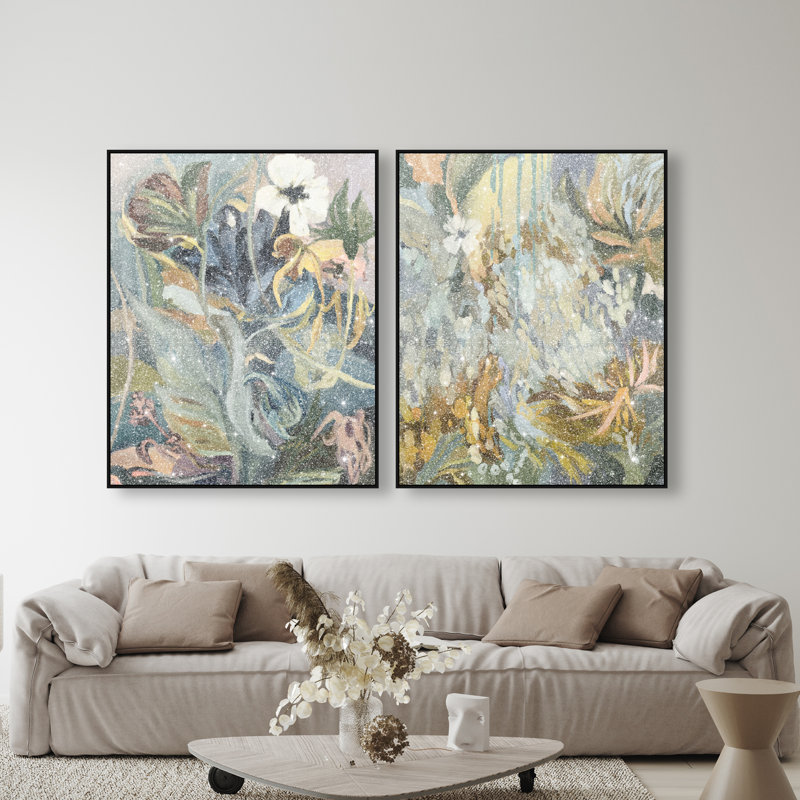 Moss Overlap Set Set by Oliver Gal, 42"H x 34"W, Black Floater Frame