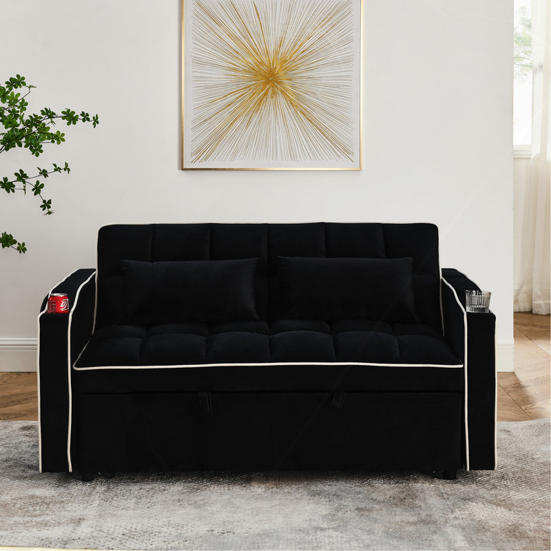Canapé-lit pliable polyvalent de 55,51 pouces en 3 longueurs, Noir