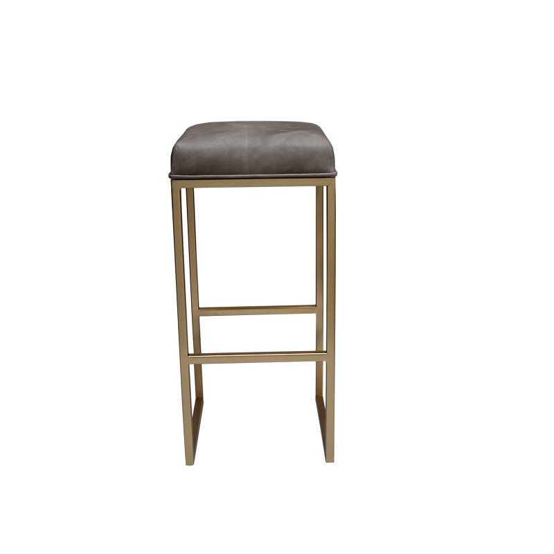 Tabouret de bar grand avec cuir gris