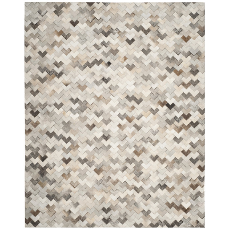 Stasia Hand Woven Leather Chevron Rug, Rectangle 8' x 10'
