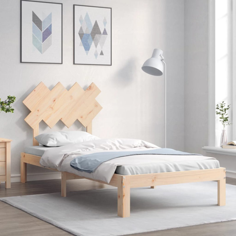 Bed Frame with Headboard, Single (3'), Brown