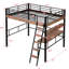 Lit mezzanine en métal avec bureau intégré, rangement - noir, double, bureau et tablette