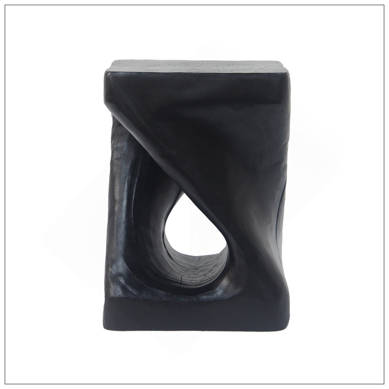 MGO Twist Shape Side Table, Wood-Like Texture, Black Color, Black