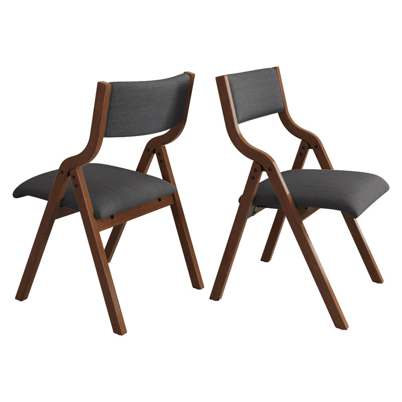 Chaise rembourrée pliante, Aube gris / noyer
