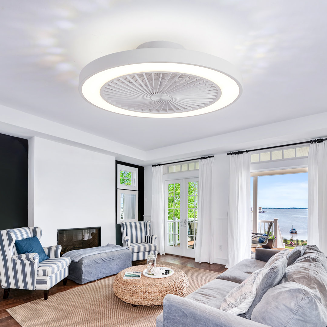 Lamond 19" Flush Mount Ceiling Fan With Led Light And Remote Control Bladeless Ceiling Fan Wrought Studio™ 