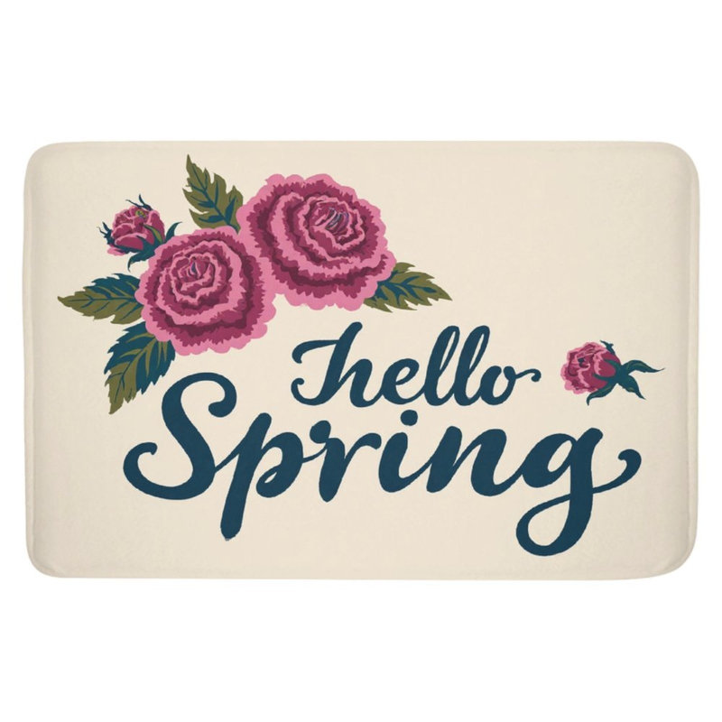 Tapis pour salle de bain rose Hello Spring, 16 x 24