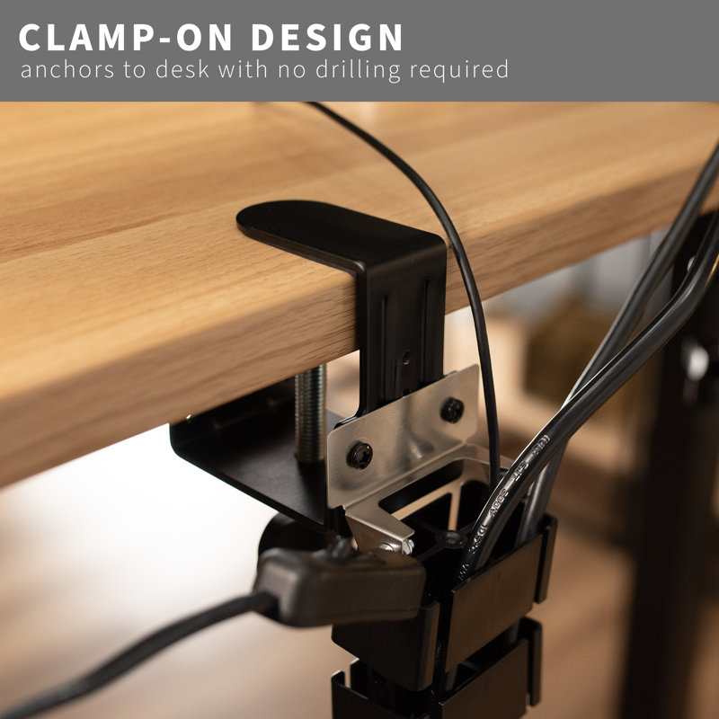 Black Clamp-On Vertebrae Cable Management Kit for Desk