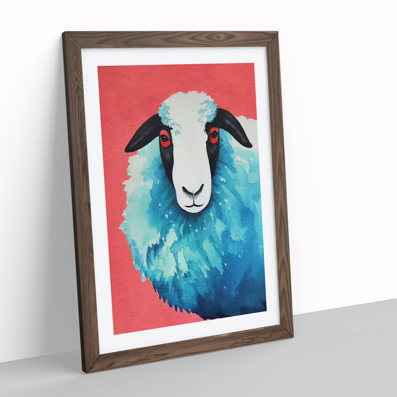 Watercolour Sheep No.7 - Framed Print, 46cm H x 34cm W x 2cm D, Walnut