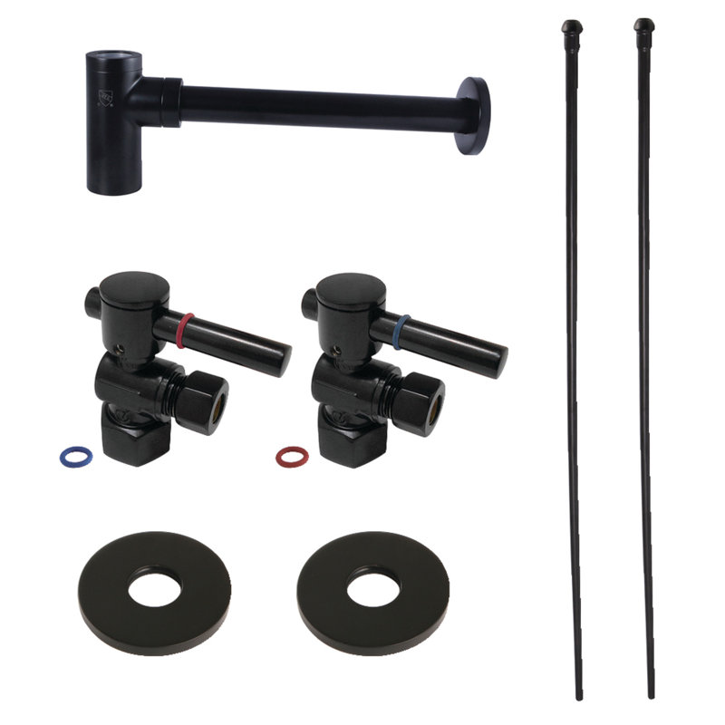 Kingston Brass Trimscape Modern Plumbing Supply Kit Combo, Matte Black