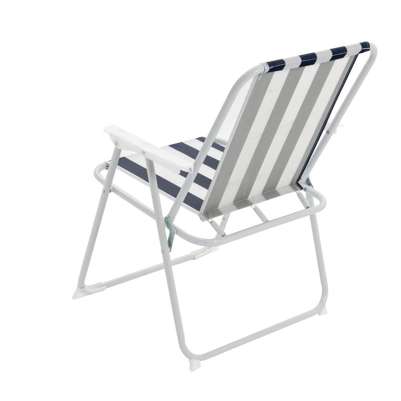 Harbour Housewares Folding Metal Beach Chairs, Blue/Green