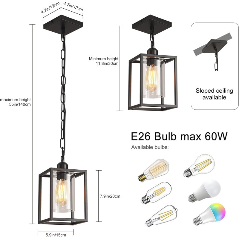 Luminaire suspendu en métal noir Farmhouse