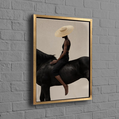 Personalized Gift of Sitting on Horse Art Canvas Featuring Floating Frame - Ideal for Office Decor and Art Lovers