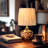 15’’ Handcrafted Leopard-Print Glass Table Lamp with Natural Raffia Shade