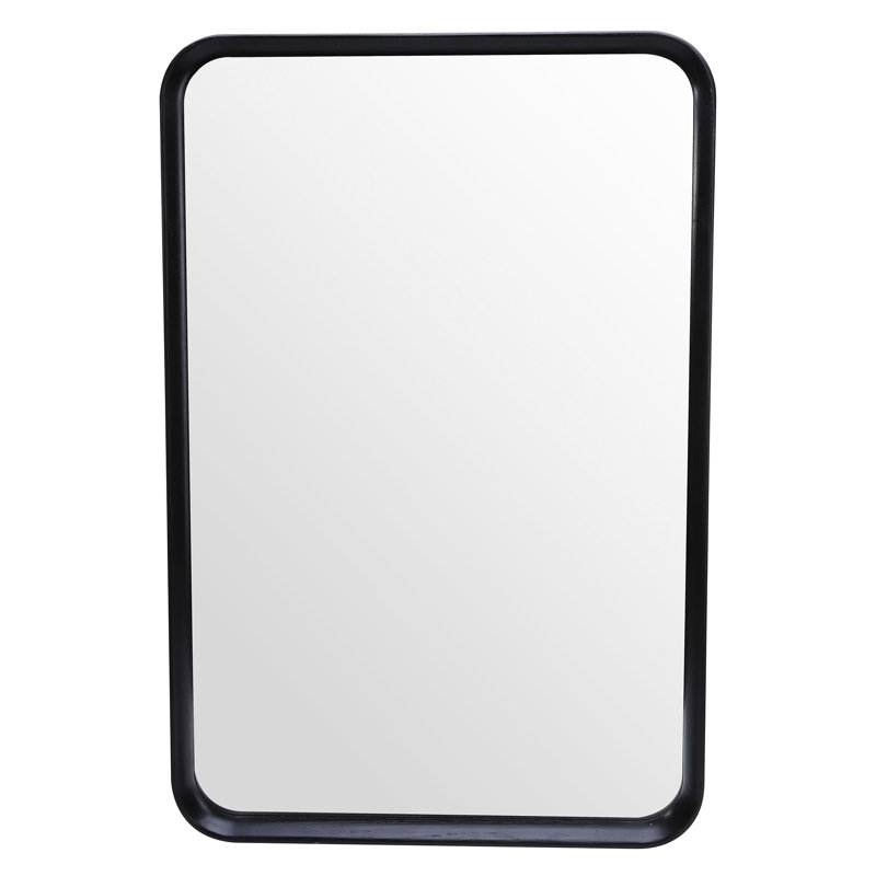 Modern Rounded Rectangle Mirror, Black