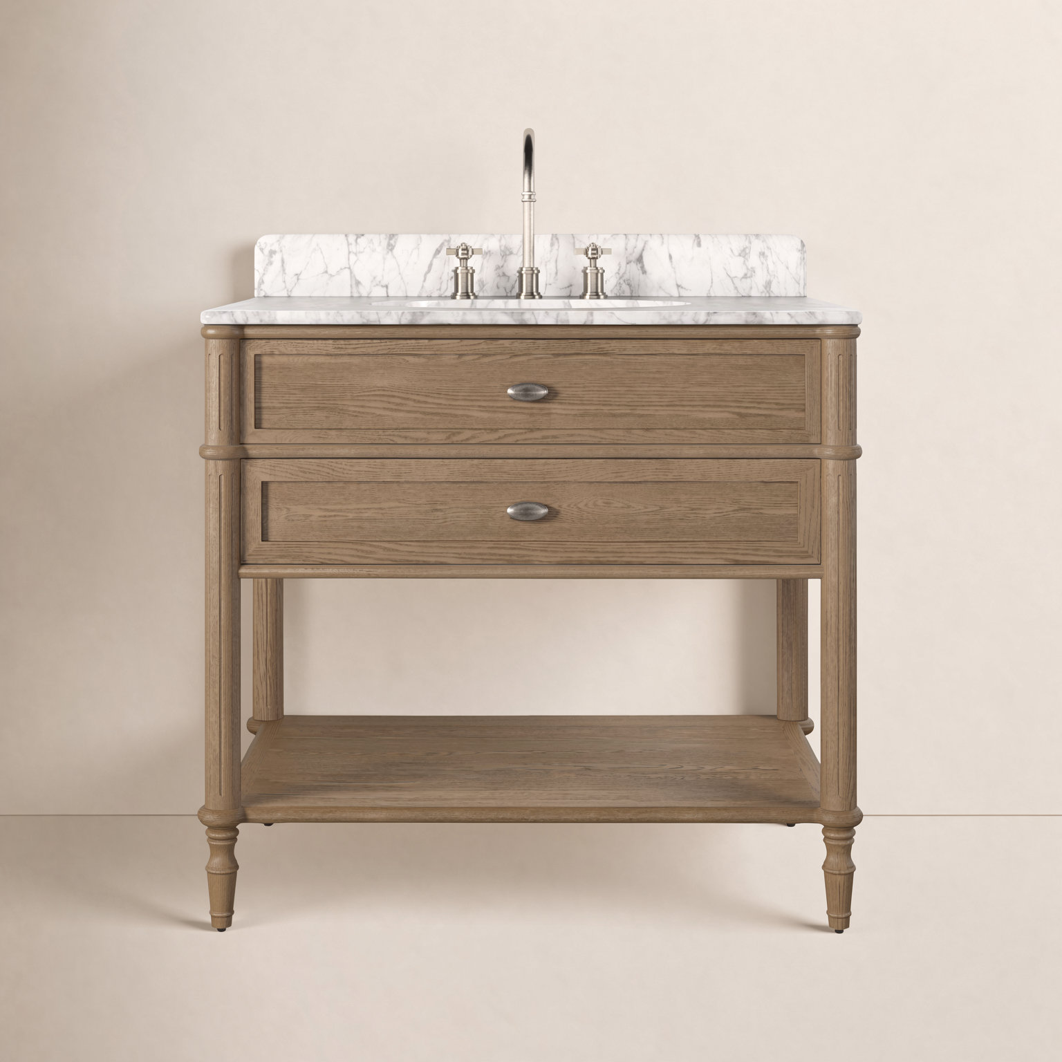 Adelene Single Bathroom Vanity, Washed Blonde Oak Veneer