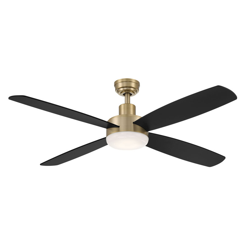 Ceiling Fan with LED Lights, Brushed Brass/Black
