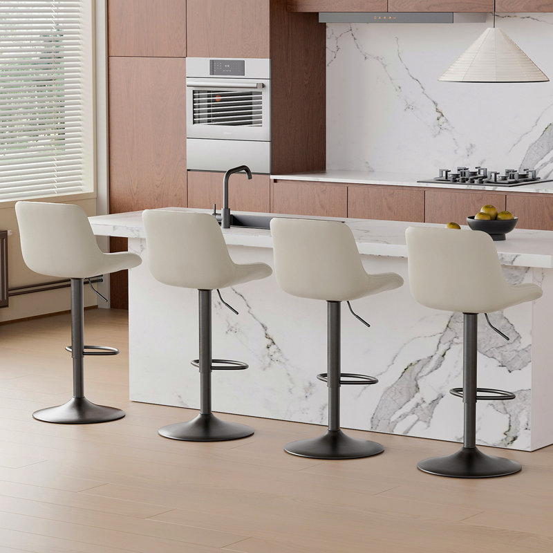 Bar Stools Set Of 2 Adjustable Height Swivel Bar Stools With Backs Performance Fabric Seat Barstools For Home Kitchen Island