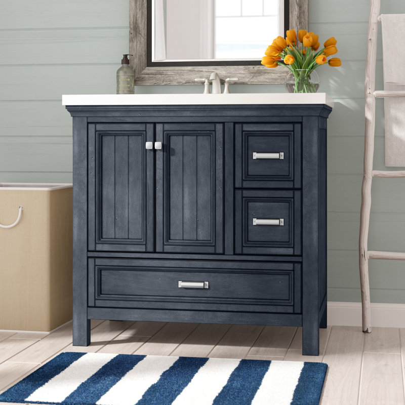 Melgar 36'' Single Bathroom Vanity Base Only, Harbor Blue