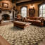 Tapis art déco brun en laine noué à la main 9 pi 11 po x 13 pi 6 po