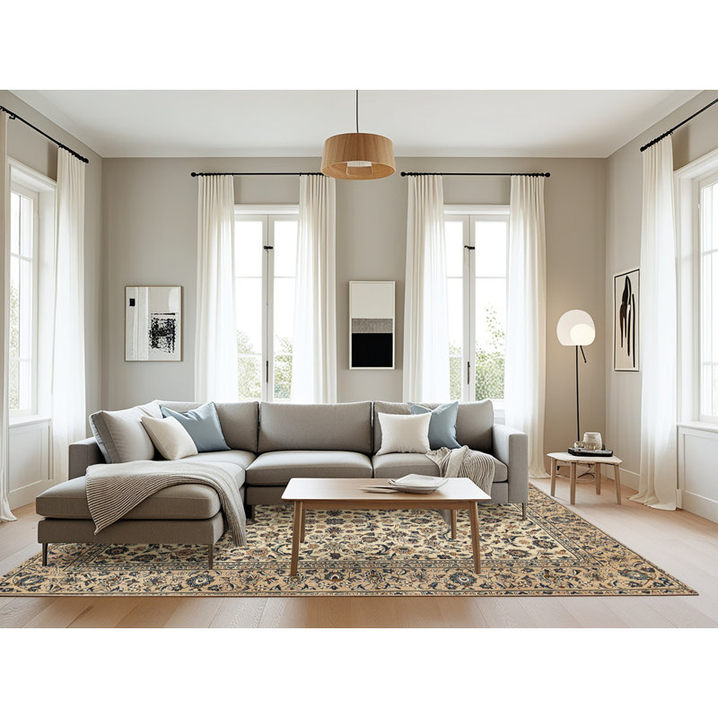 Tapis oriental crème / gris Kiri, Rectangle 8 pi x 12 pi