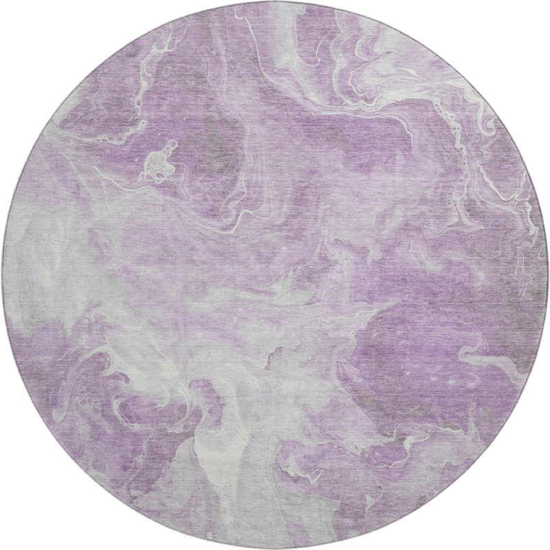 Premium Machine Washable Mehara AMF1687 Abstract Rug, Round 8'