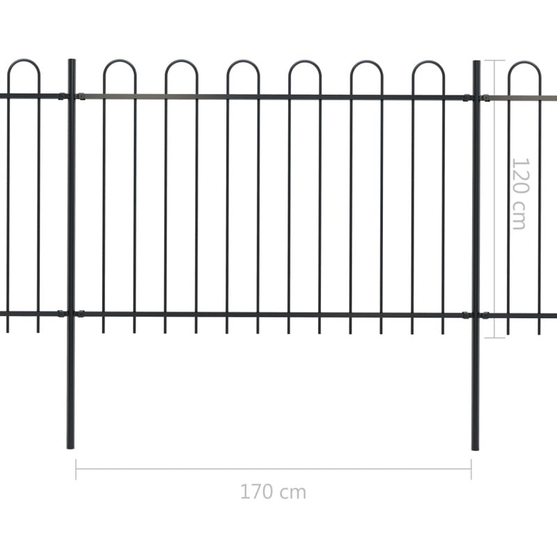 Celinda Black Metal Fence Panels Included, 120cm H x 510cm W x 0.5cm D