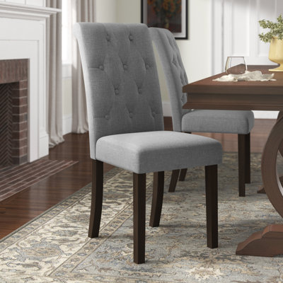 Ammerman 18.2'' H Tufted Linen Upholstered Dining Chair